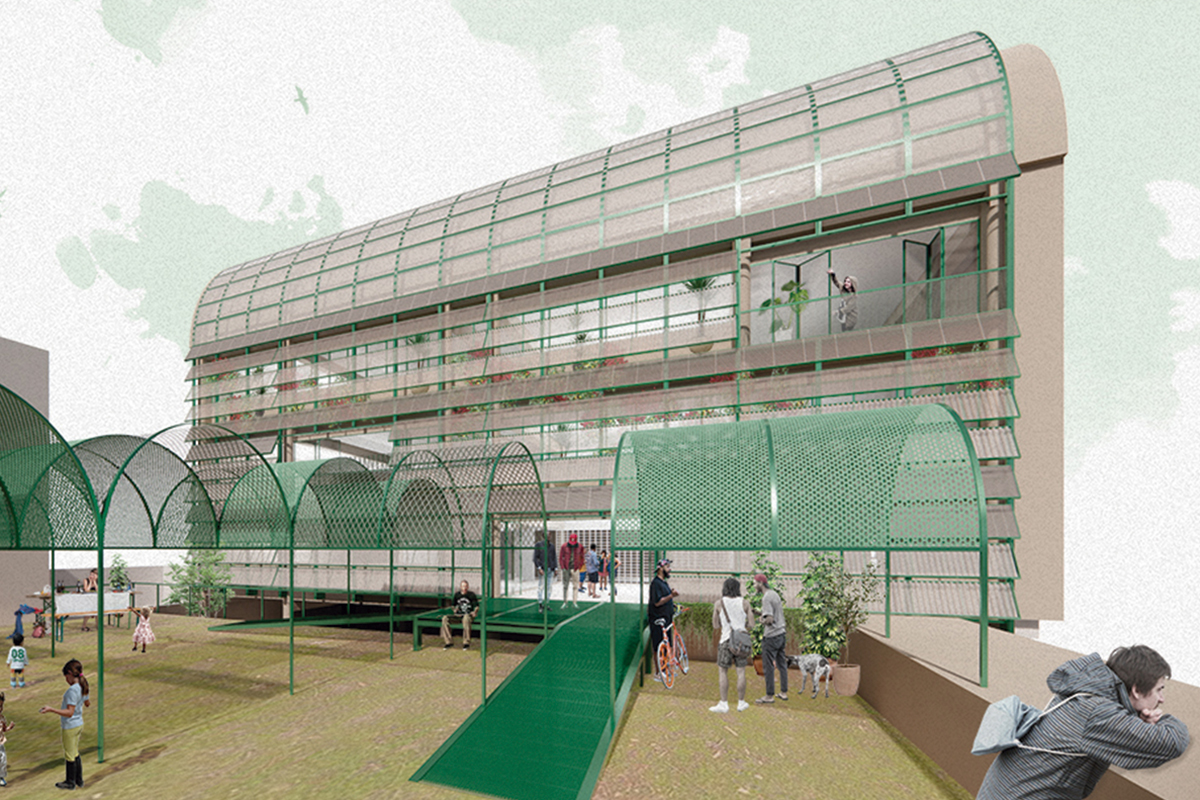 Nuevo Centro de Cultura Comunitaria Torre Pacheco. Vista terraza exterior. Oficina de Innovación Cívica S. Coop., 2022